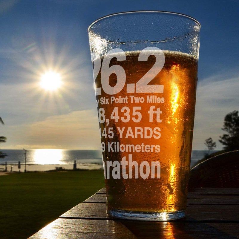 Gone For a Run 26.2 Math Miles Engraved Beer Pint Glass 16 oz. - Image 5